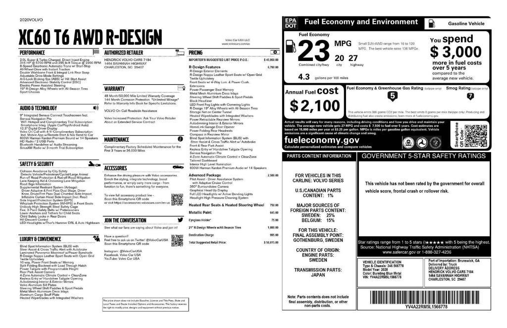 used 2020 Volvo XC60 car, priced at $23,597