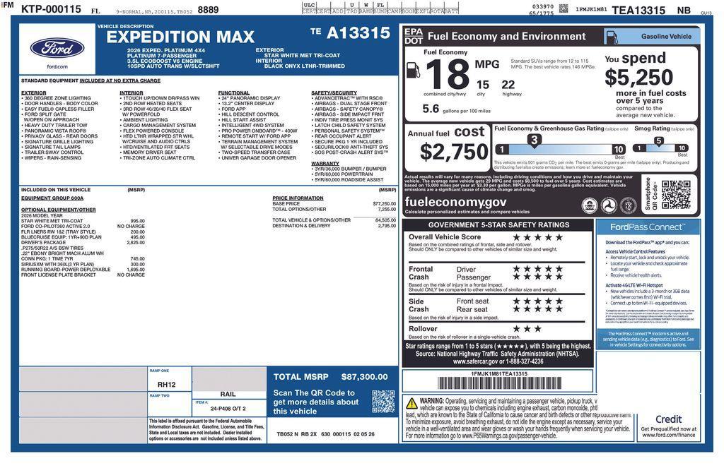 new 2026 Ford Expedition Max car, priced at $84,995