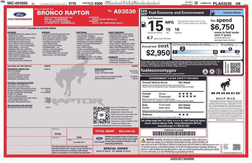 used 2023 Ford Bronco car, priced at $65,791