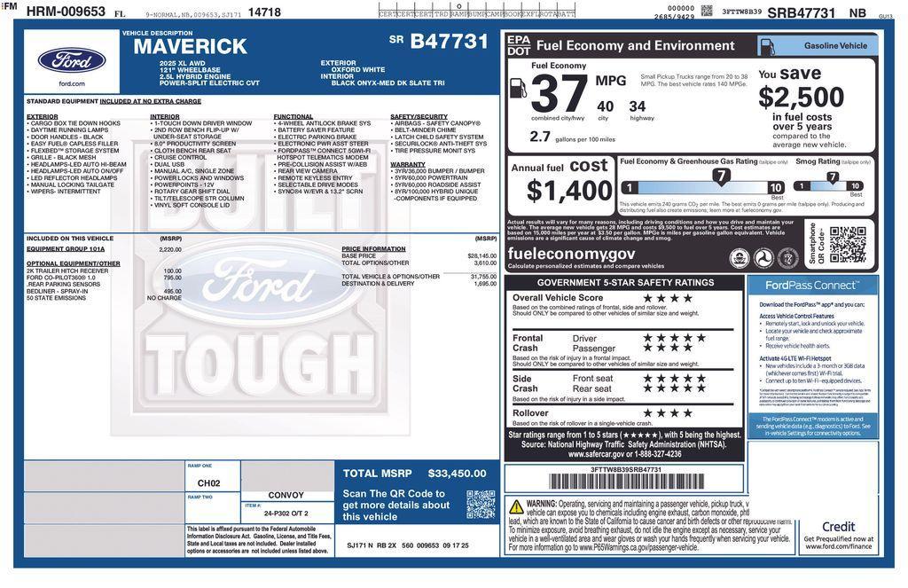 new 2025 Ford Maverick car, priced at $30,995