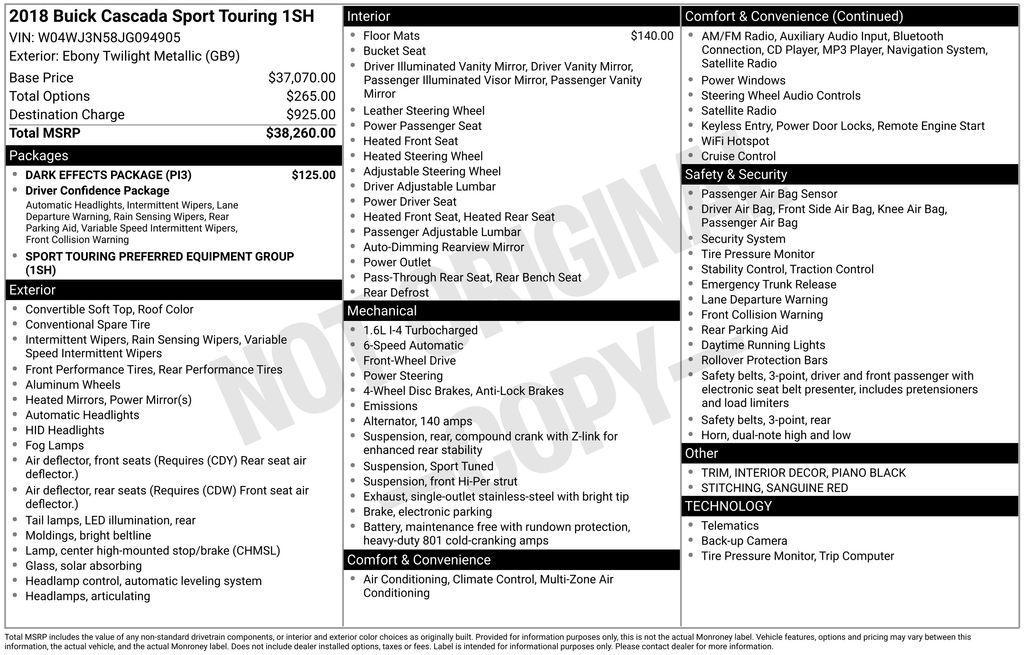 used 2018 Buick Cascada car, priced at $11,041