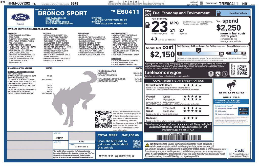 new 2026 Ford Bronco Sport car, priced at $41,527