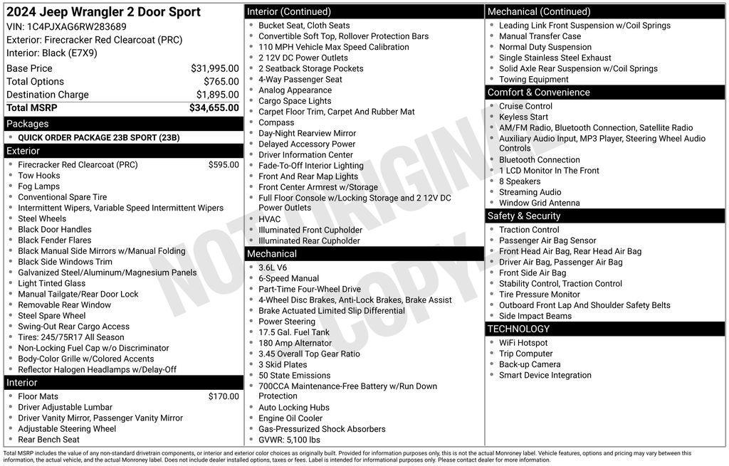 used 2024 Jeep Wrangler car, priced at $29,961