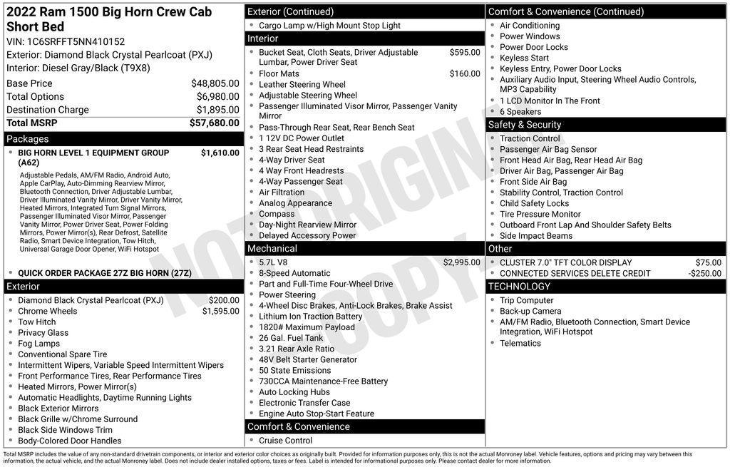 used 2022 Ram 1500 car, priced at $33,589