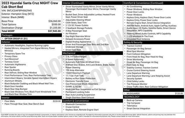 used 2023 Hyundai SANTA CRUZ car, priced at $27,512