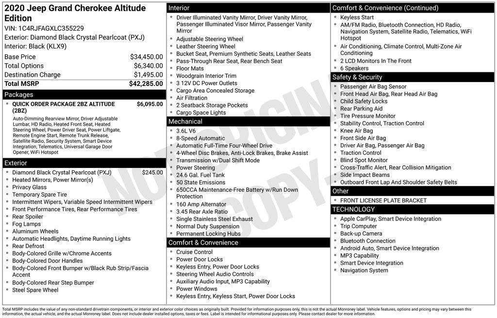 used 2020 Jeep Grand Cherokee car, priced at $20,597