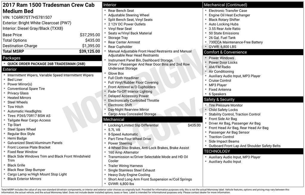 used 2017 Ram 1500 car, priced at $26,327