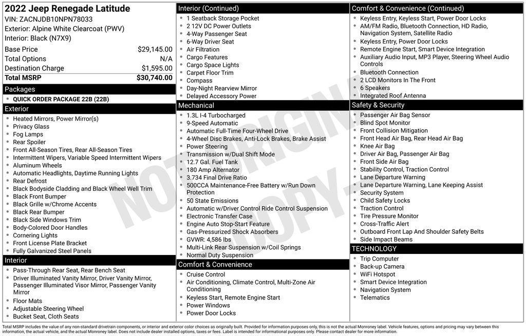 used 2022 Jeep Renegade car, priced at $22,959