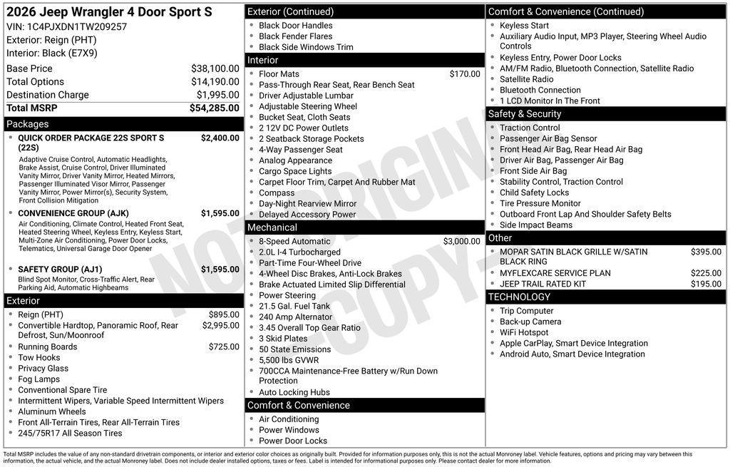 new 2026 Jeep Wrangler car, priced at $48,387