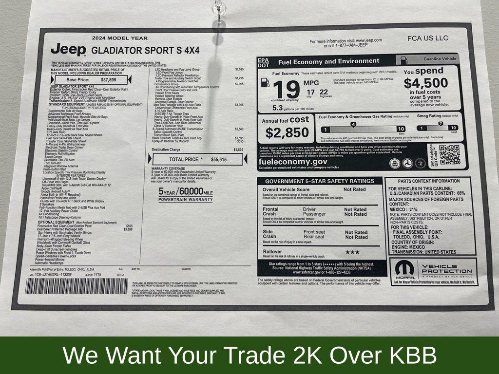 used 2024 Jeep Gladiator car, priced at $40,477