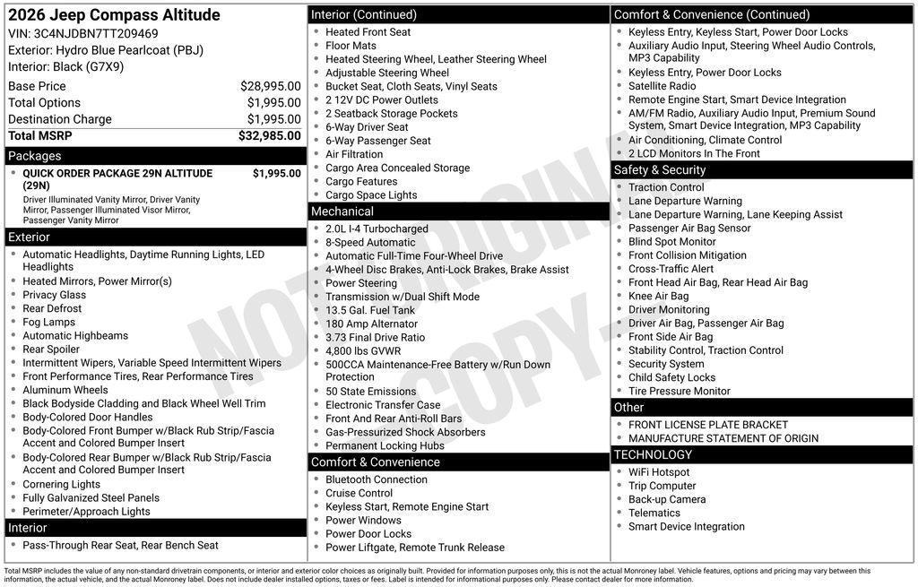 new 2026 Jeep Compass car, priced at $31,235