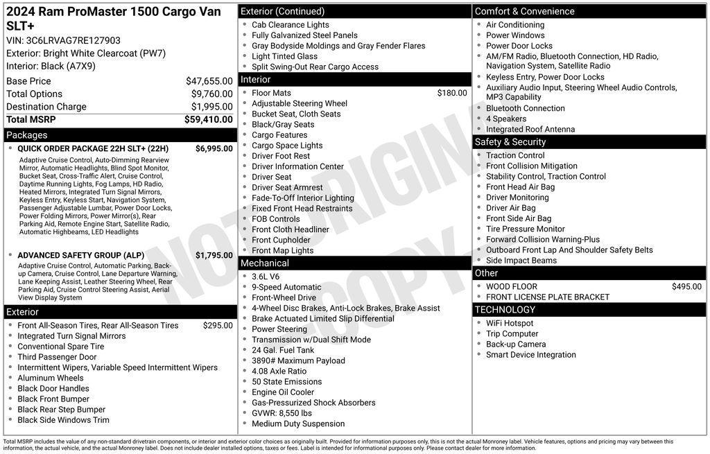 used 2024 Ram ProMaster 1500 car, priced at $42,451