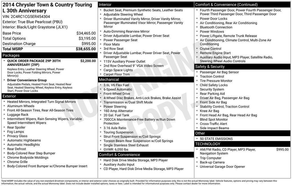 used 2014 Chrysler Town & Country car, priced at $7,465