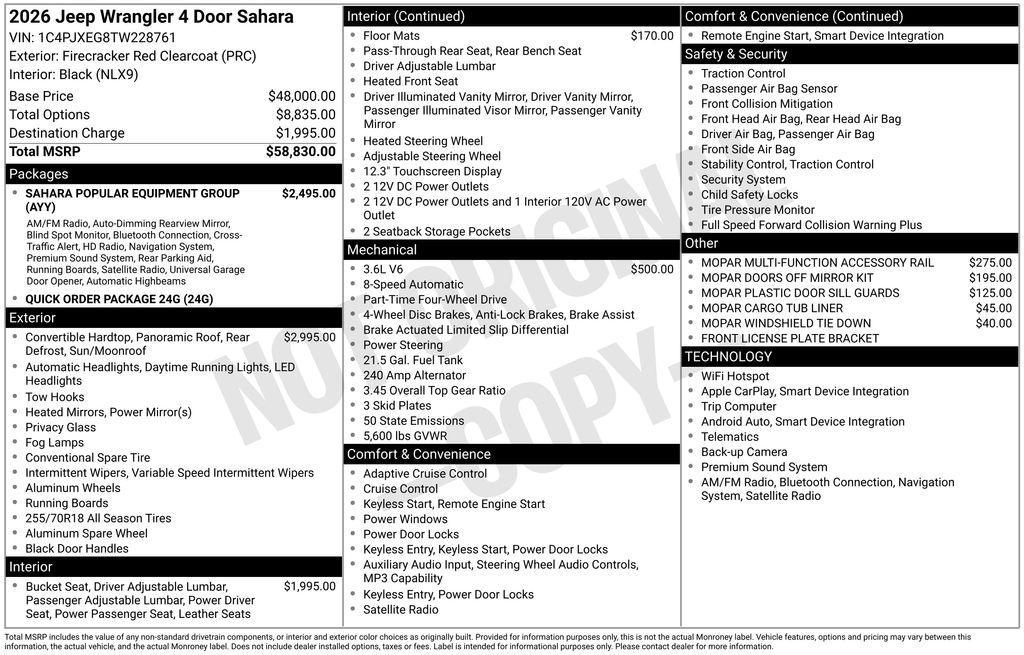 new 2026 Jeep Wrangler car, priced at $51,266