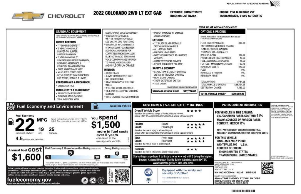 used 2022 Chevrolet Colorado car, priced at $15,599