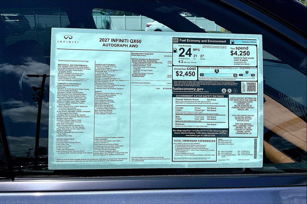new 2027 INFINITI QX60 car, priced at $69,620