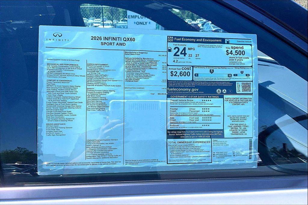 new 2026 INFINITI QX60 car, priced at $66,286
