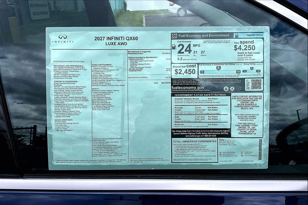 new 2027 INFINITI QX60 car, priced at $60,564