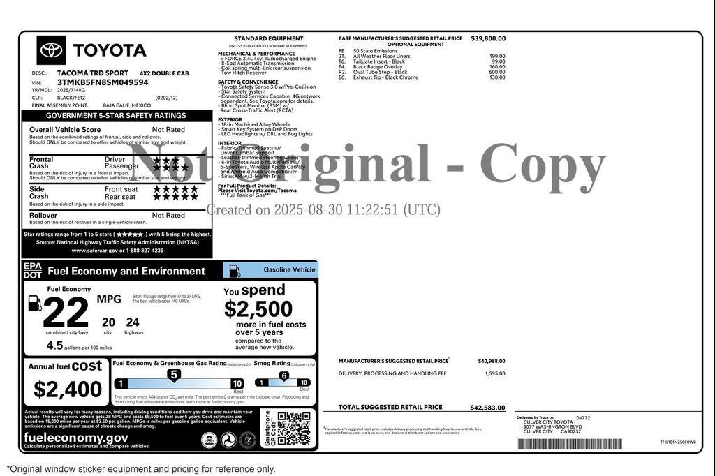 used 2025 Toyota Tacoma car, priced at $38,894