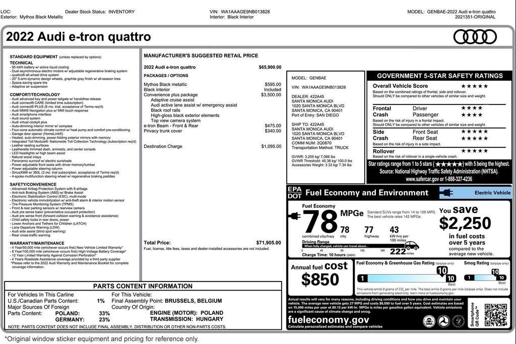 used 2022 Audi e-tron car, priced at $25,894