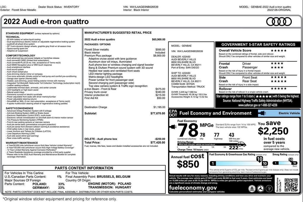 used 2022 Audi e-tron car, priced at $25,894