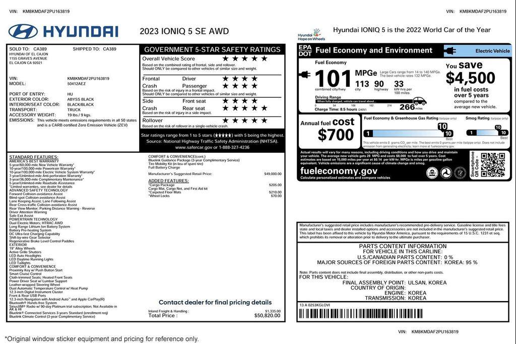 used 2023 Hyundai IONIQ 5 car, priced at $20,892