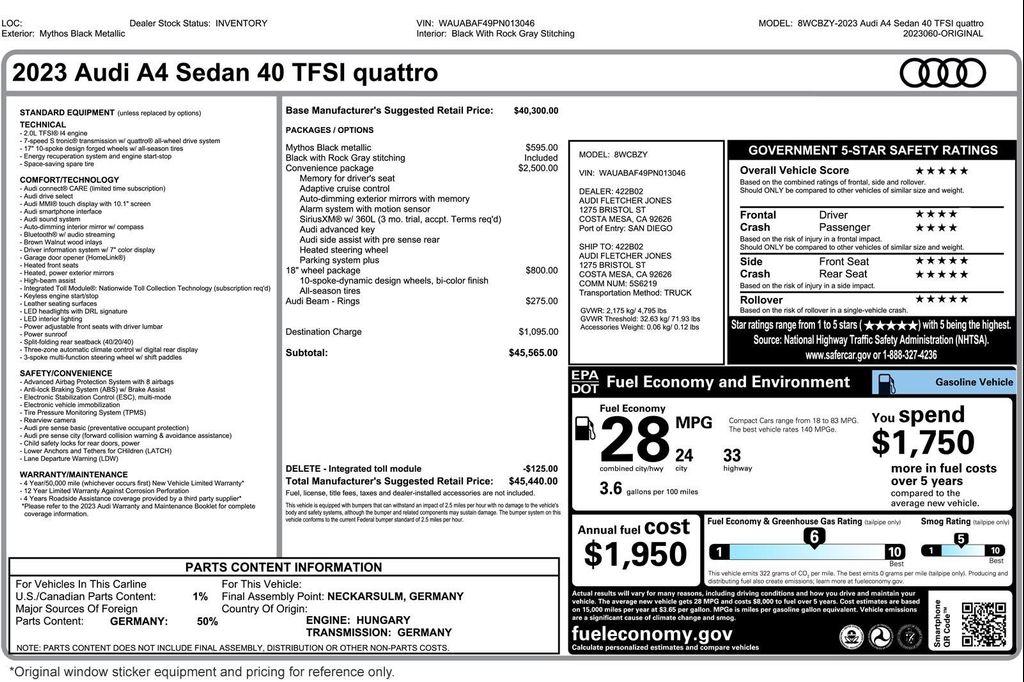 used 2023 Audi A4 car, priced at $24,893