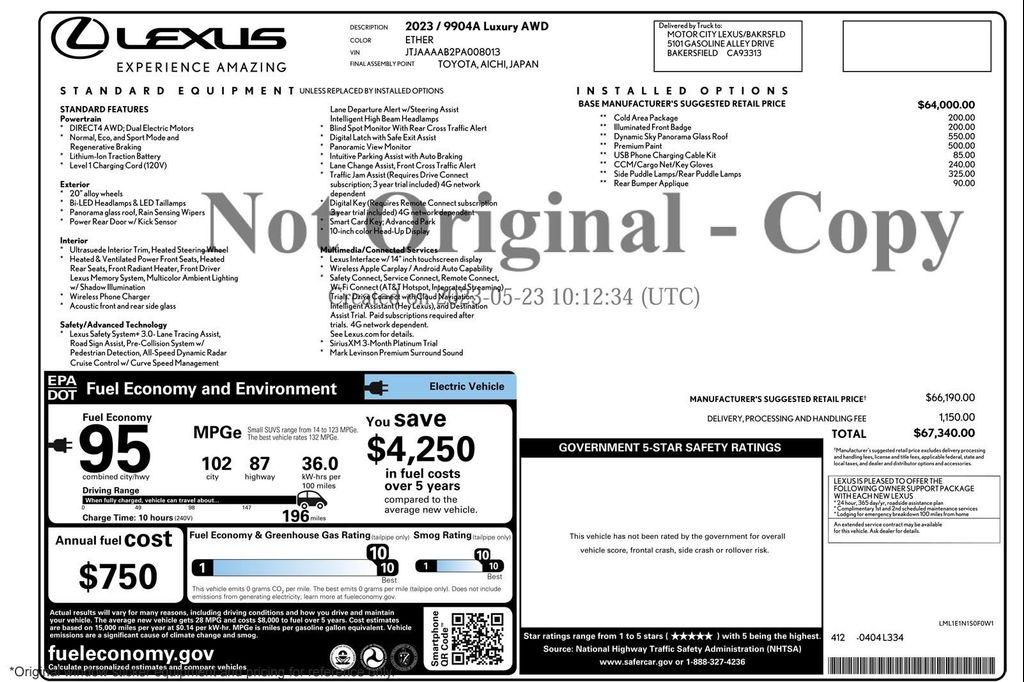 used 2023 Lexus RZ 450e car, priced at $28,390