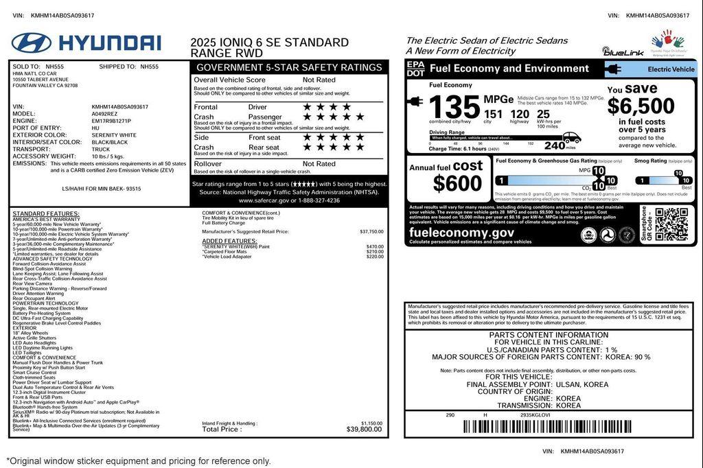 used 2025 Hyundai IONIQ 6 car, priced at $23,891