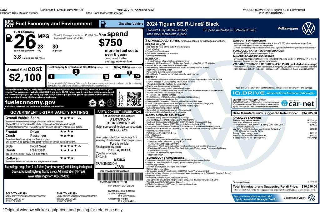 used 2024 Volkswagen Tiguan car, priced at $26,979