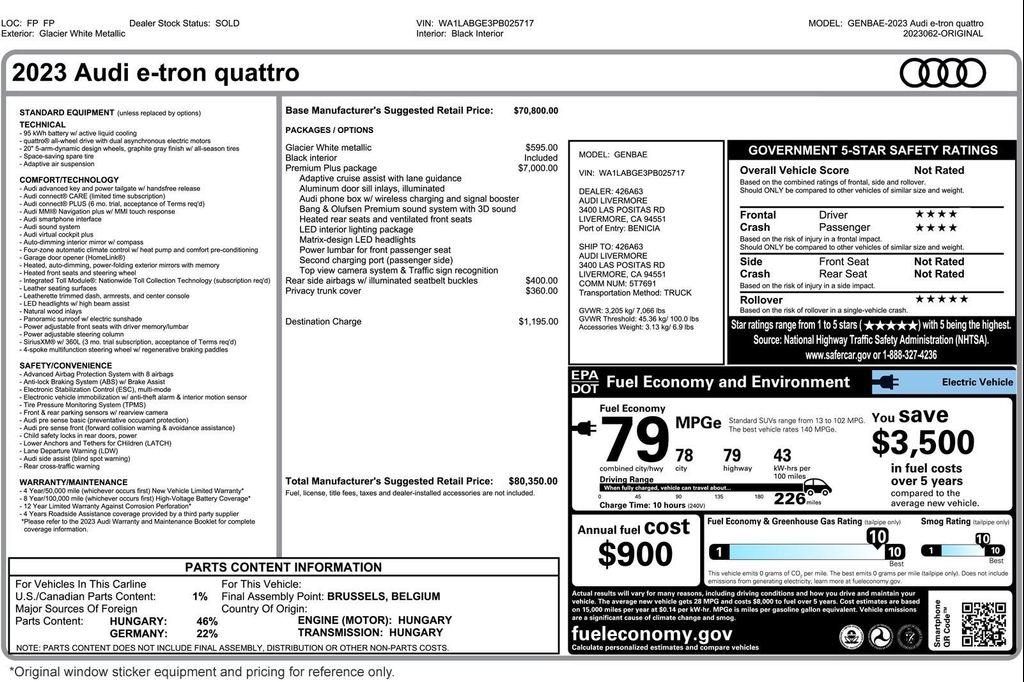 used 2023 Audi e-tron car, priced at $27,892