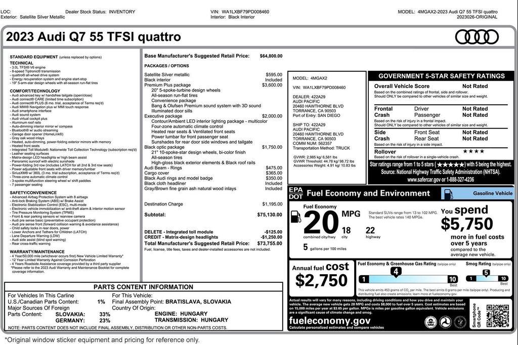 used 2023 Audi Q7 car, priced at $39,891