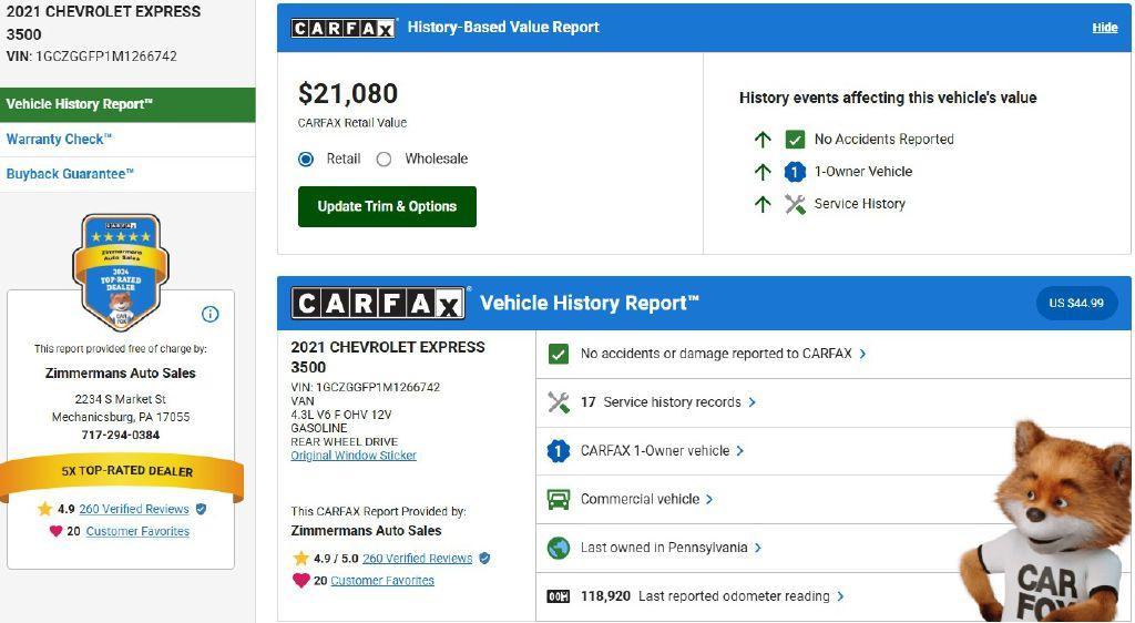 used 2021 Chevrolet Express 3500 car, priced at $17,995