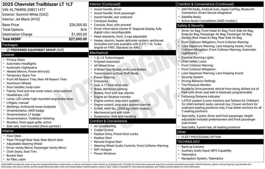 used 2025 Chevrolet TrailBlazer car, priced at $26,100