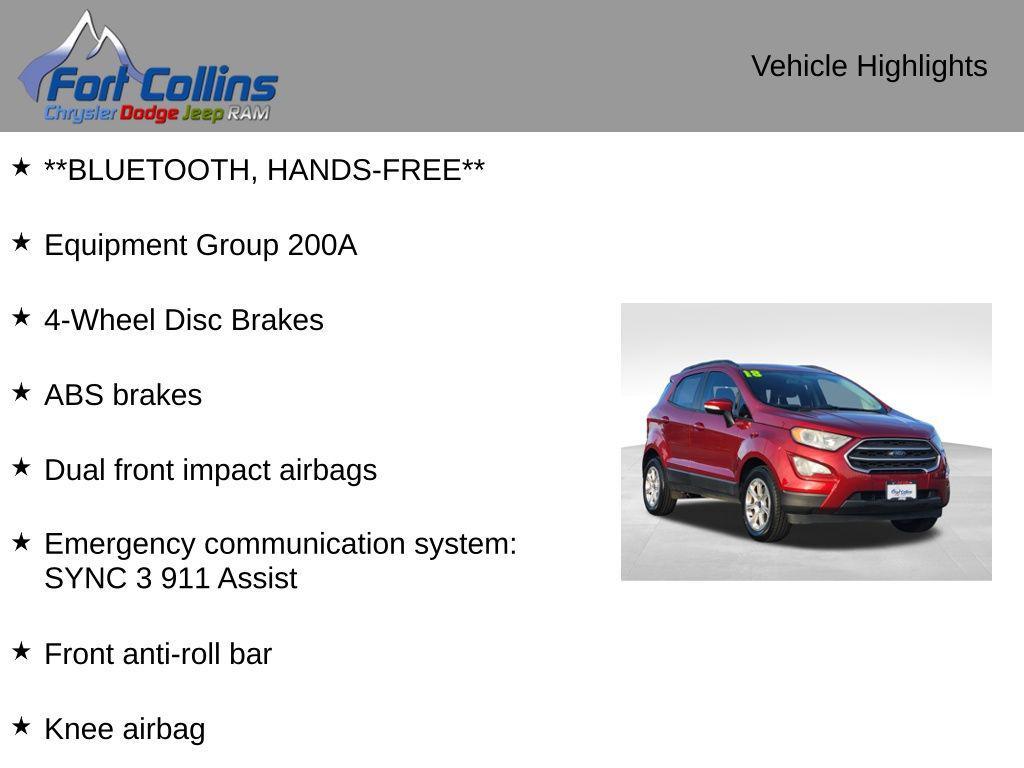 used 2018 Ford EcoSport car, priced at $13,955