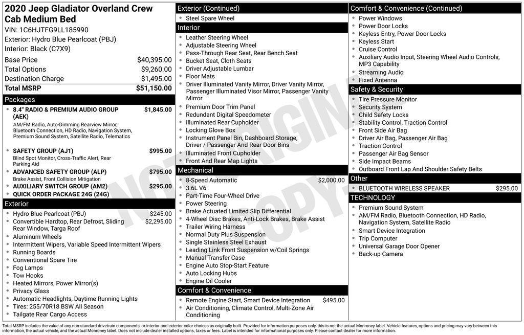used 2020 Jeep Gladiator car, priced at $29,675