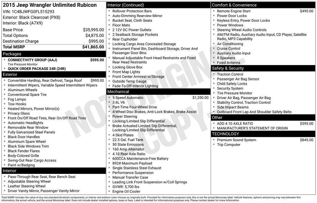 used 2015 Jeep Wrangler Unlimited car, priced at $22,517