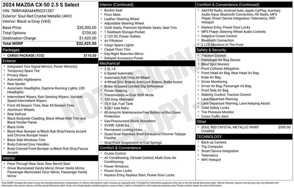 used 2024 Mazda CX-50 car, priced at $25,495