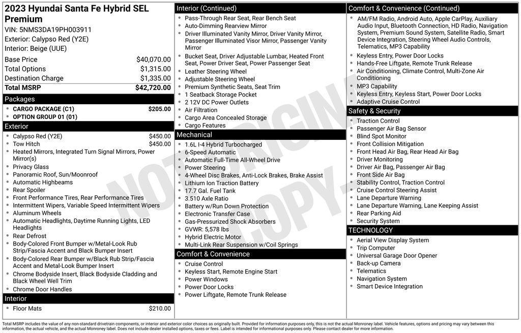used 2023 Hyundai SANTA FE HEV car, priced at $32,645