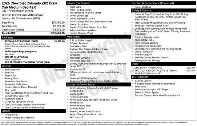 new 2026 Chevrolet Colorado car, priced at $52,934