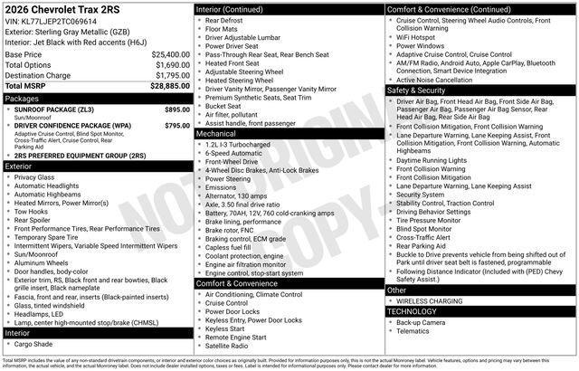 new 2026 Chevrolet Trax car, priced at $27,618