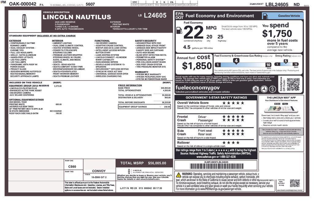 used 2020 Lincoln Nautilus car, priced at $28,840