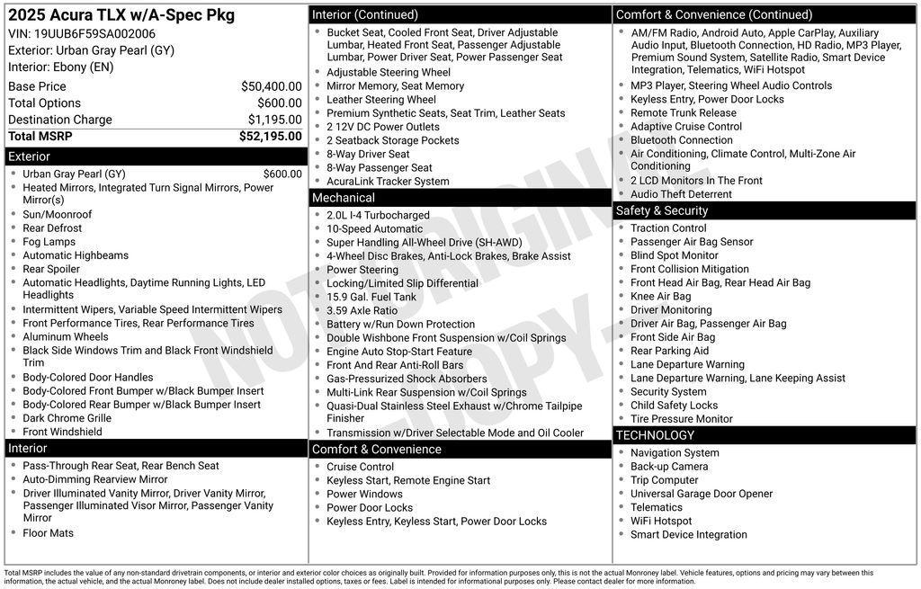 used 2025 Acura TLX car, priced at $45,050