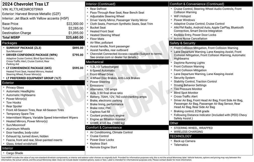 used 2024 Chevrolet Trax car, priced at $21,000