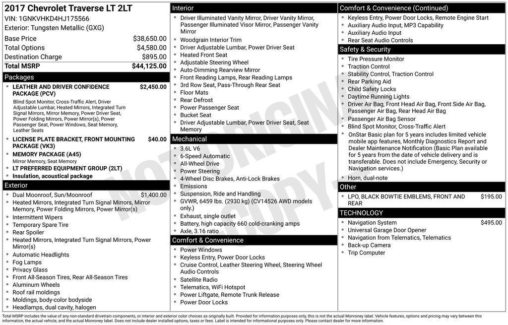 used 2017 Chevrolet Traverse car, priced at $14,188