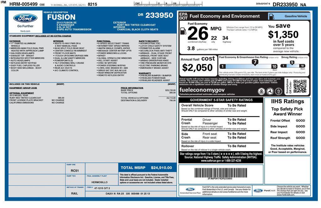 used 2013 Ford Fusion car, priced at $8,325