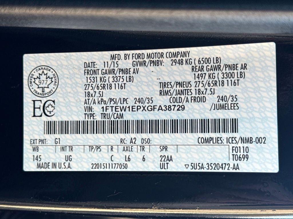 used 2016 Ford F-150 car, priced at $18,500