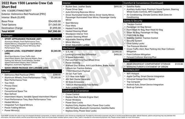 used 2022 Ram 1500 car, priced at $38,997