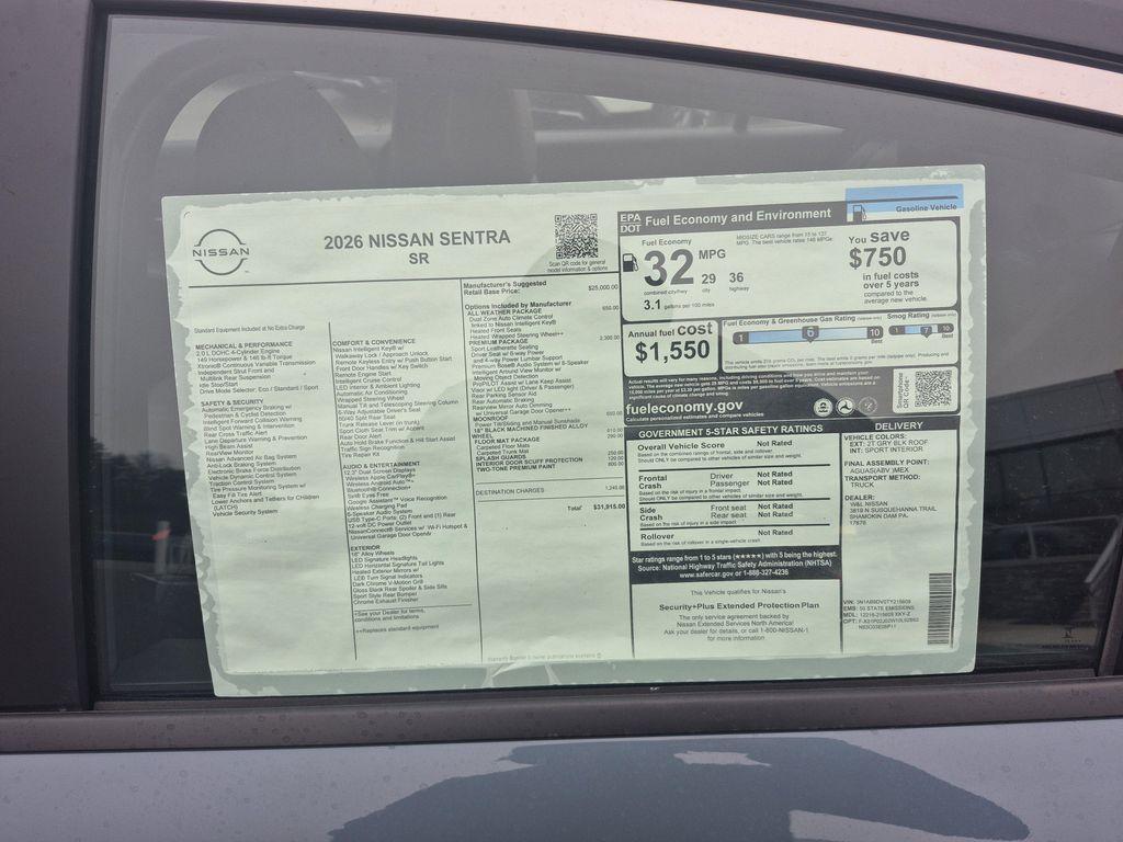 new 2026 Nissan Sentra car, priced at $30,438