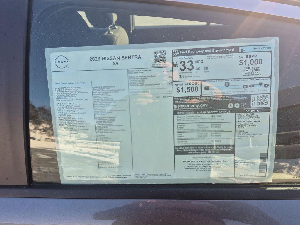 new 2026 Nissan Sentra car, priced at $24,477